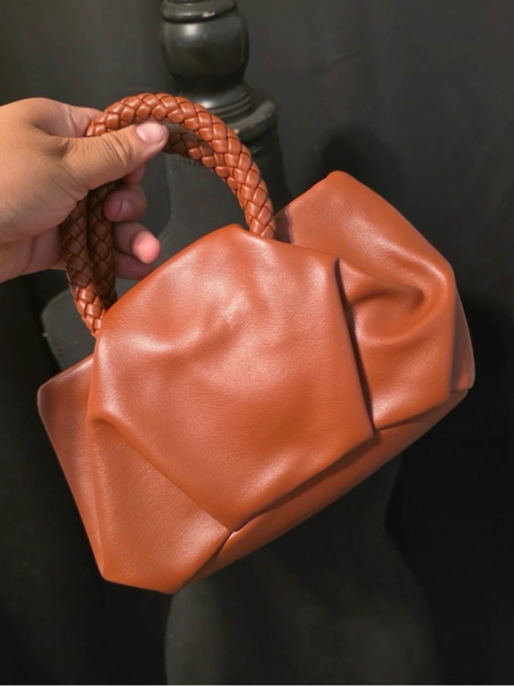 Braided Handle Women's Top-Handle Bag in Cognac